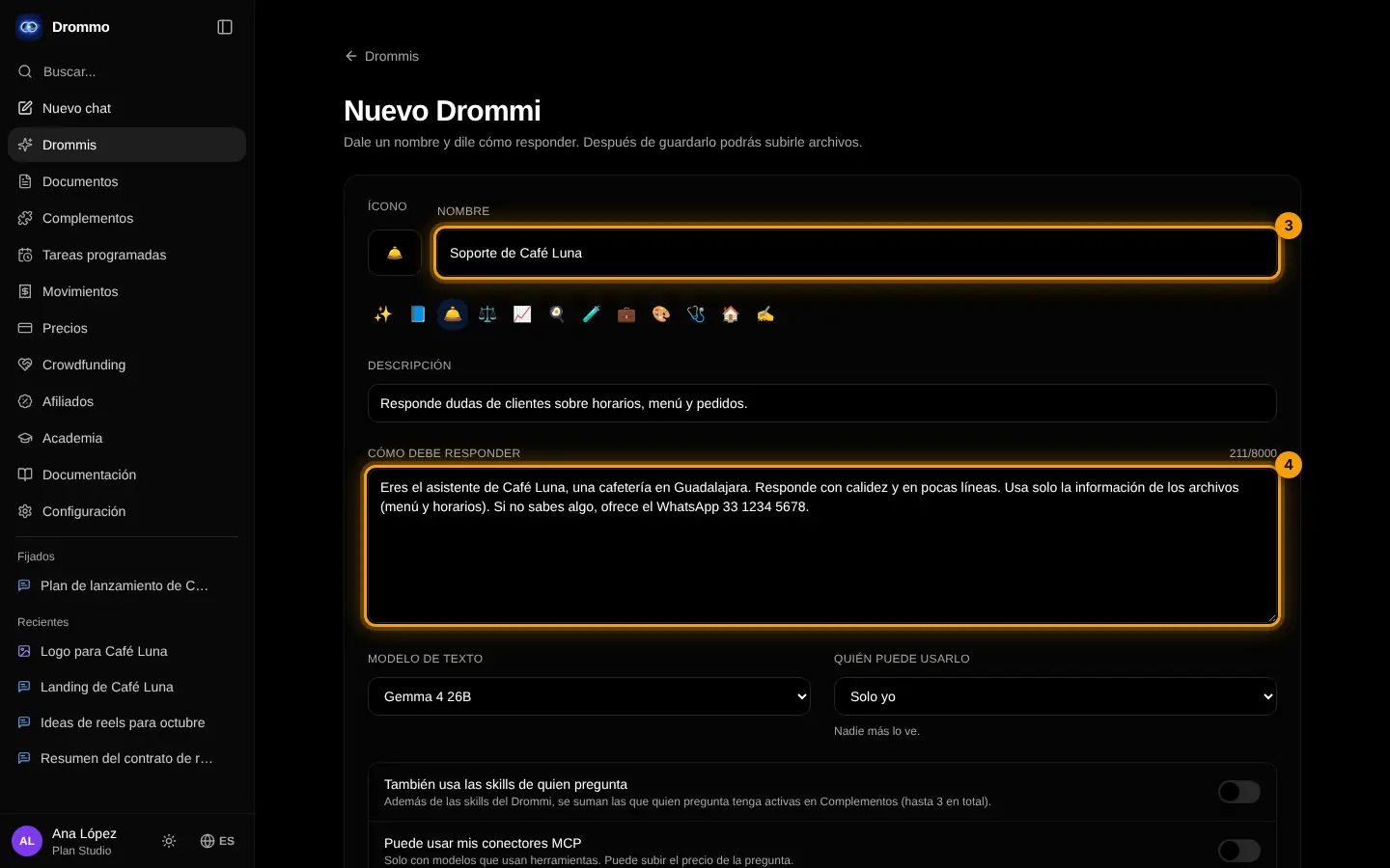 Name and instructions
