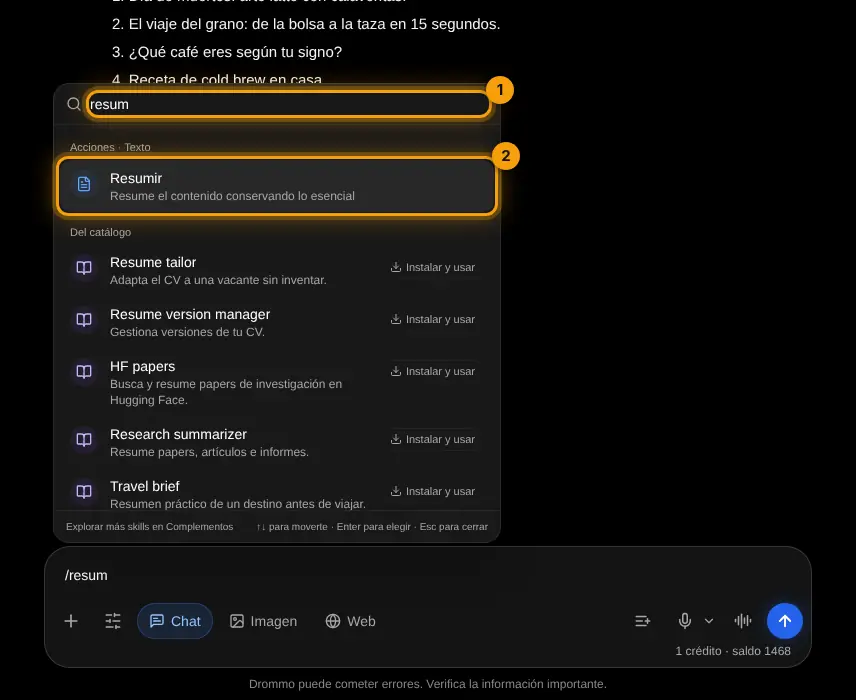 Search in the / menu
