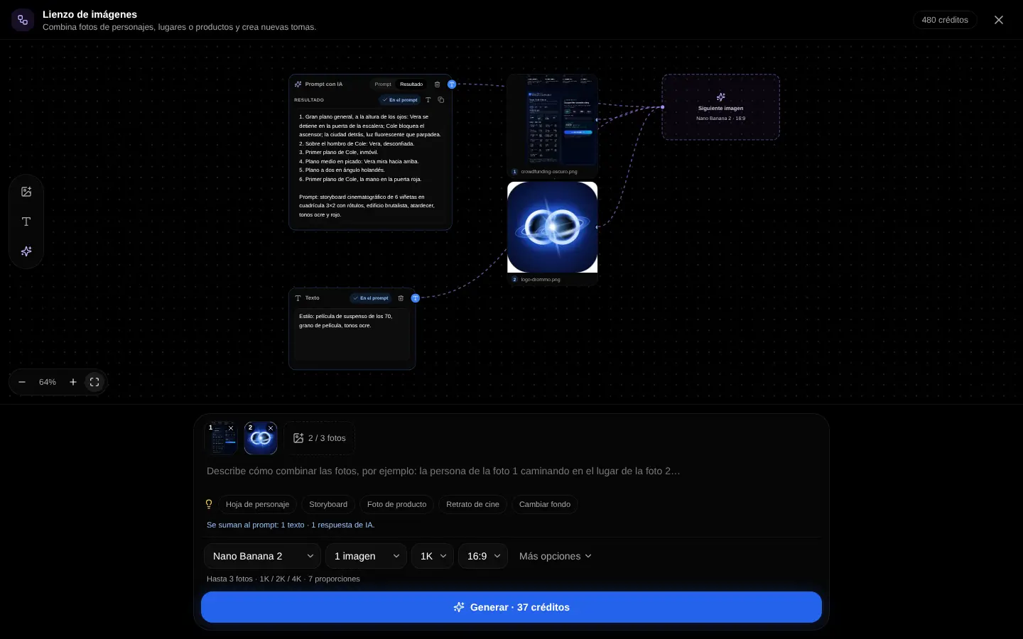 Reference photos, a text note and an AI prompt joined to the next image